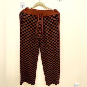 Brown Checkered Unisex Indoor Pants
